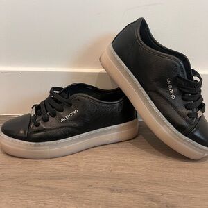 Valentino Luxe Black Leather Sneakers